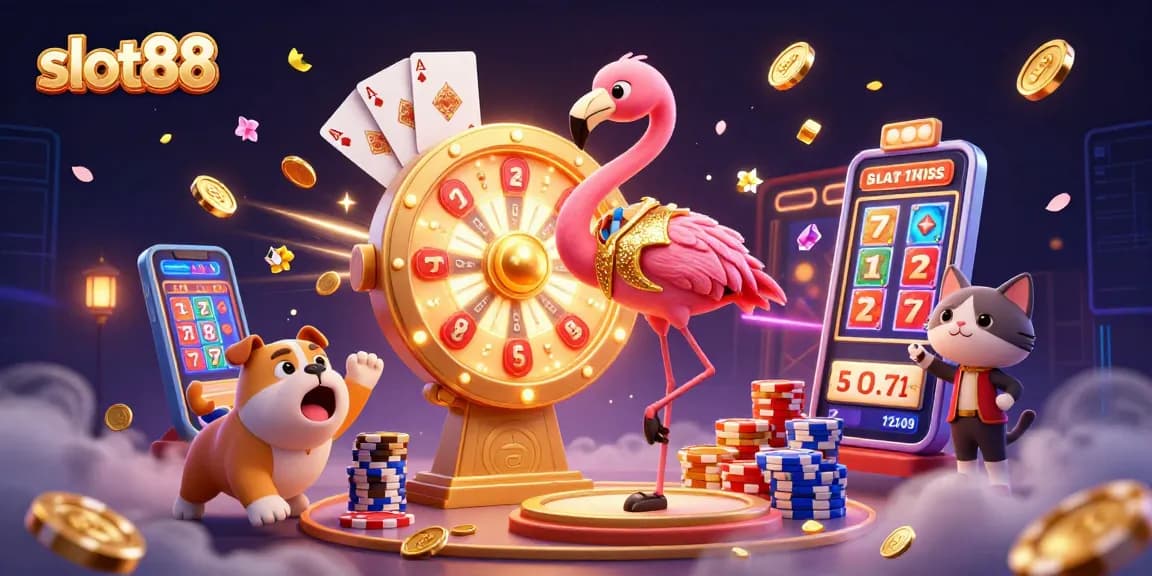 Engage with slot88 through thrilling jackpots and exciting spins in this dynamic gambling illustration.