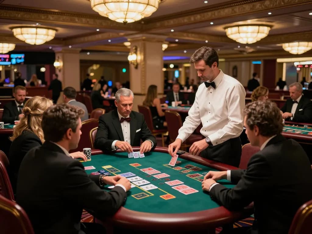 Experience exciting gameplay at open88k with intense blackjack sessions in a glamorous casino setting.