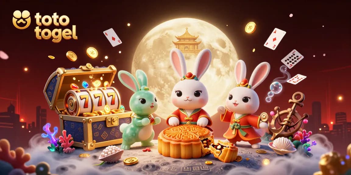 Taruhan toto togel yang menarik dengan ilustrasi kelinci bulan dan slot yang menyenangkan.