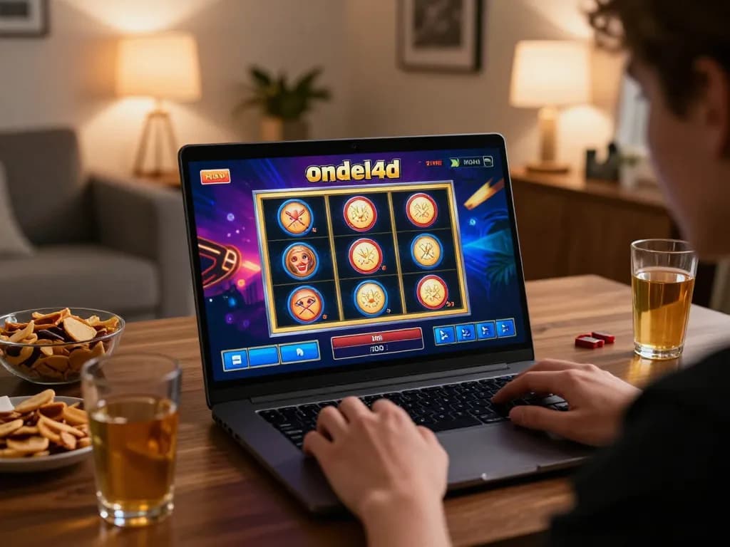 Berpartisipasi dalam permainan slot online ondel4d dengan layar yang cerah dan pengaturan yang nyaman