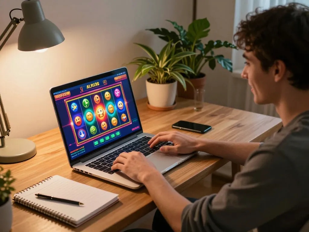 Pemain terlibat dalam permainan slot yang mendebarkan di platform alfa138, menampilkan gameplay yang dinamis.