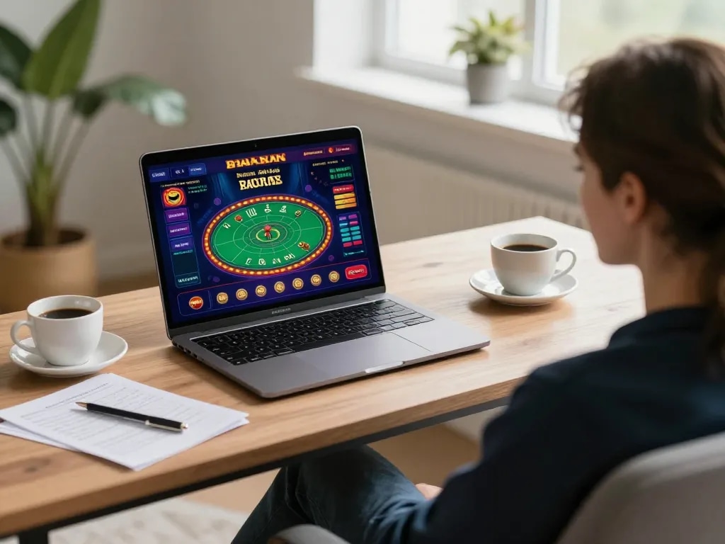 Engaging with online casino gaming strategies from a cozy workspace, enhancing the critical link to responsible gambling