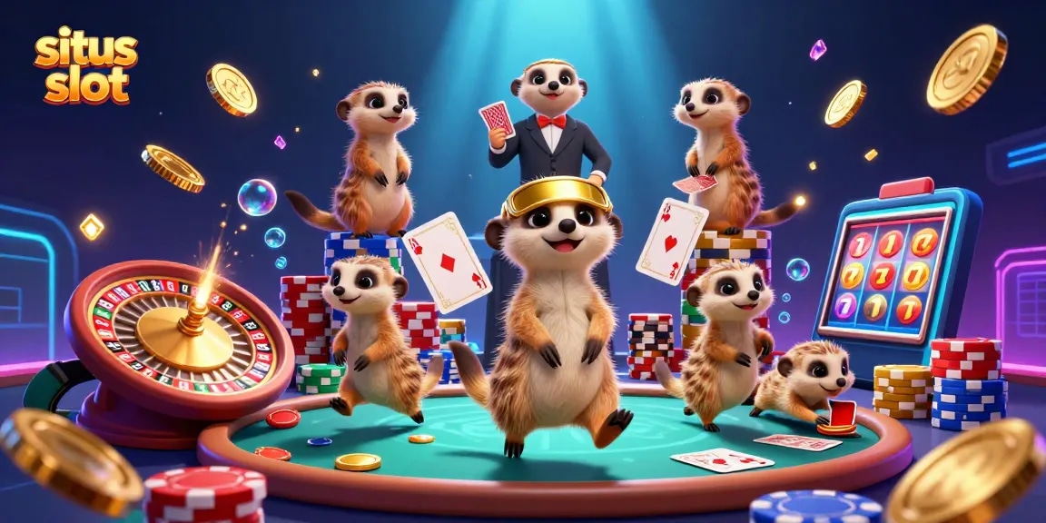 Menangkan permainan di situs slot dengan karakter meerkat kartun yang menjalankan kasino mewah penuh gemerlap.