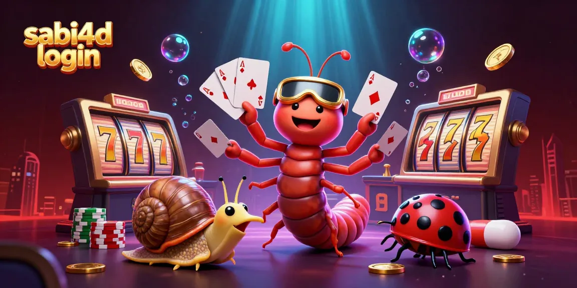Menangkan permainan dengan sabi4d login di halaman slot menarik dengan dealer kartun dan tumpukan chip.