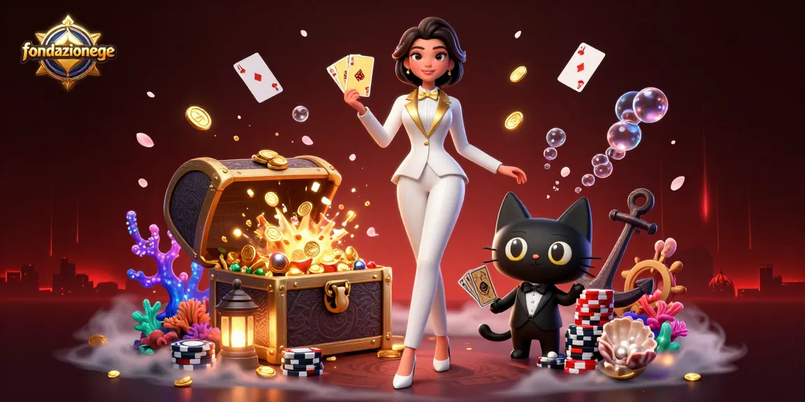 Play exciting games at fondazionege, featuring glamorous characters surrounded by vibrant casino elements.