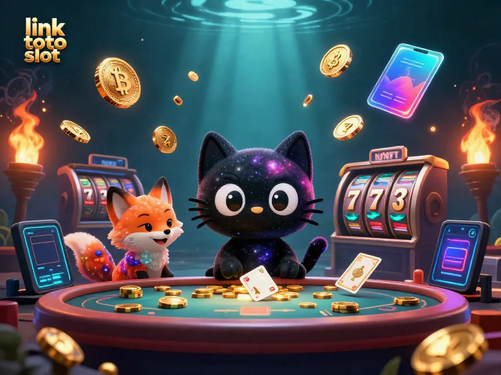 Menangkan permainan dengan link toto slot dalam ilustrasi kasino 3D yang dinamis.
