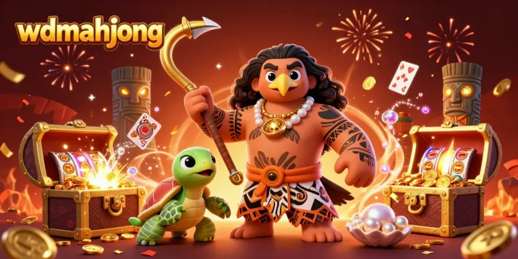Experience the excitement of wdmahjong with dazzling treasures and vibrant colorful elements in a 3D illustration.