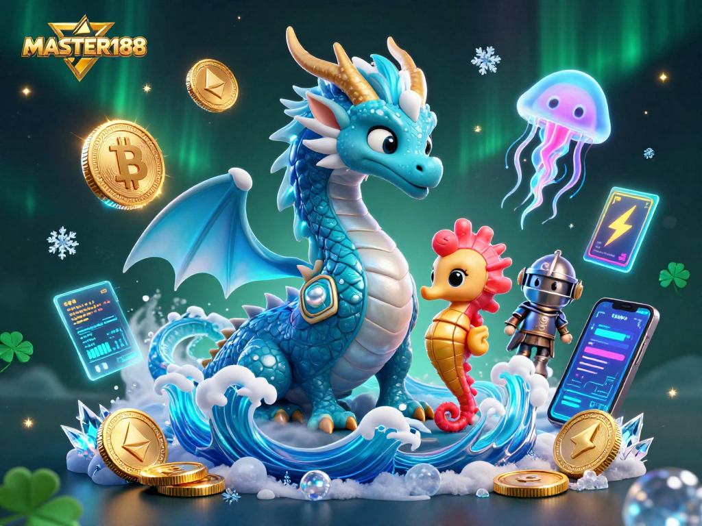 Immerse in gaming with MASTER188's thrilling 3D illustration, showcasing underwater adventure and casino excitement.