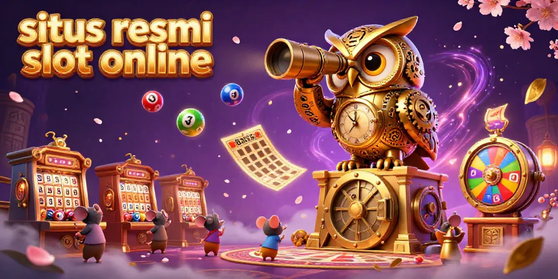 Menangkan permainan di situs resmi slot online dengan burung hantu emas berputar di kasino yang megah.
