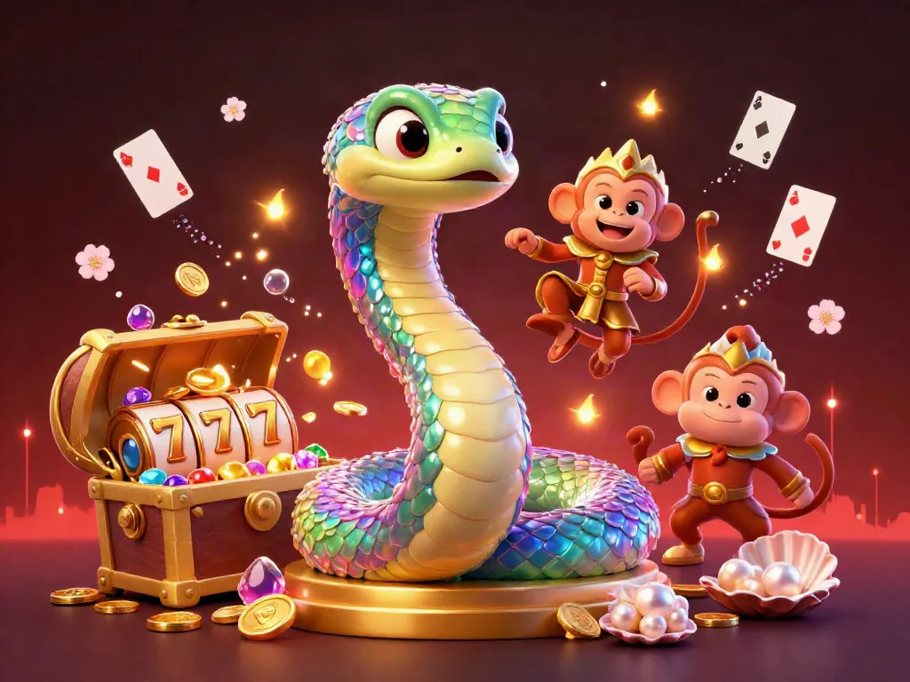 Experience the allure of nhà cái abc8 with vibrant gaming elements and a colorful serpent.