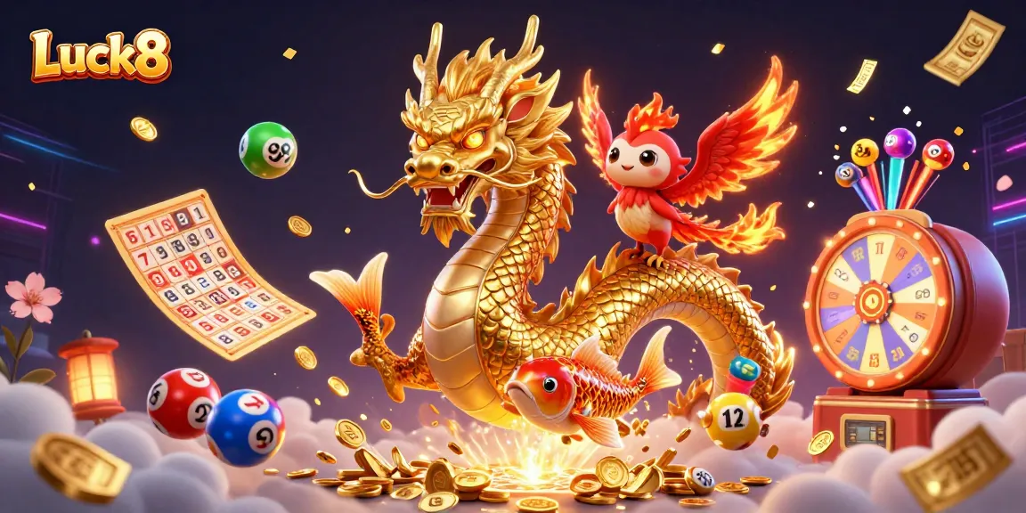 Experience the thrill of Luck8 with vibrant casino elements and characters showcasing exhilarating opportunities.