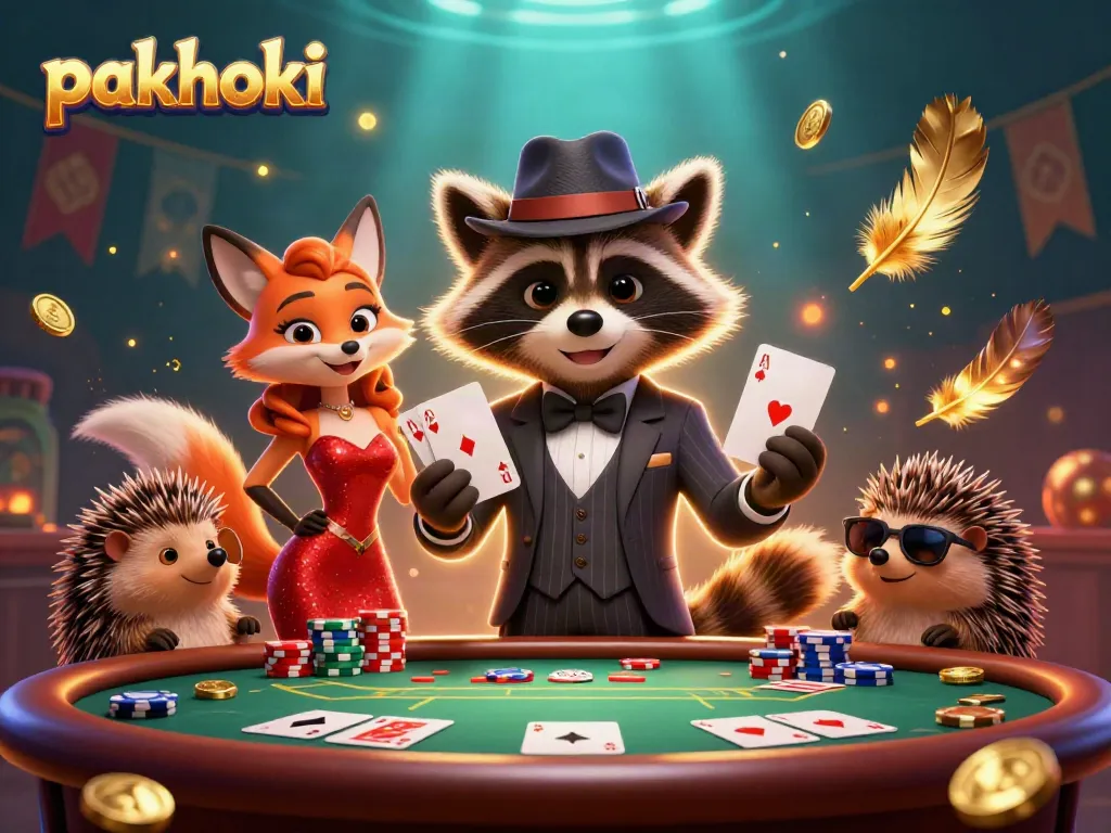 Rasakan keseruan pakhoki dengan ratusan koin emas berserakan dan rakun yang menampilkan royal flush.