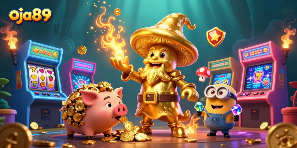 Menangkan jackpot dengan oja89 dalam ilustrasi kasino penuh warna dan magis