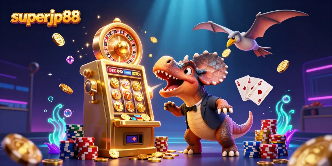Experience excitement at superjp88 as a pachycephalosaurus wins jackpots with dynamic slot machines and flying coins.