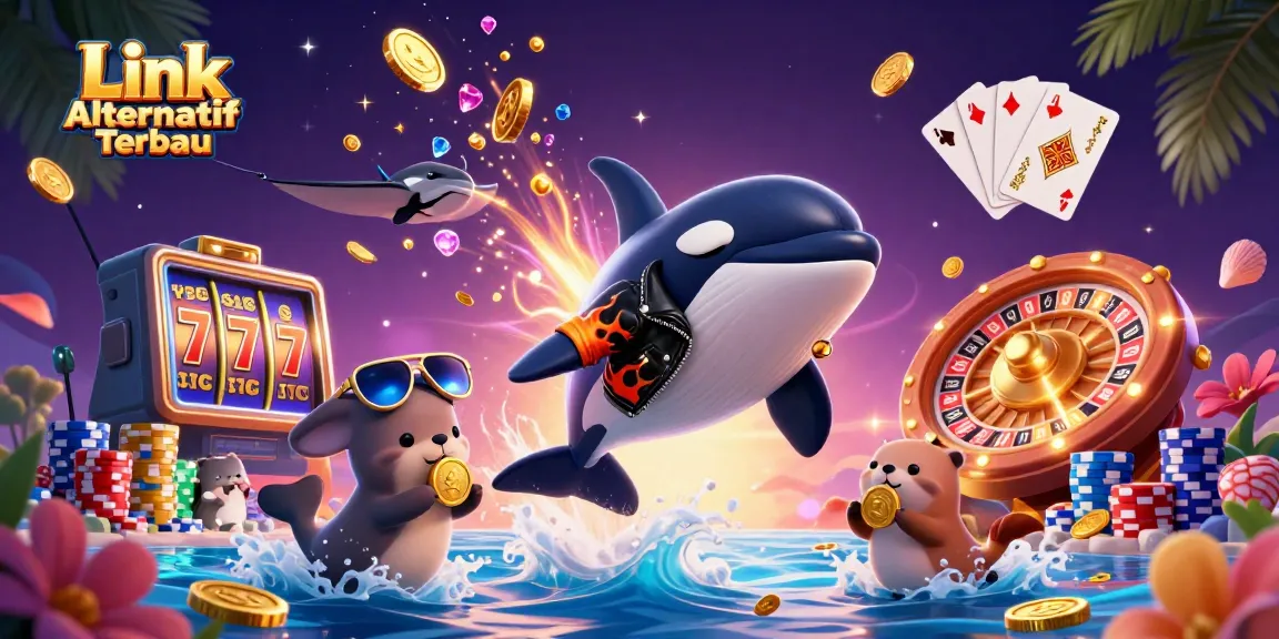 Experience fun and rewards with Link Alternatif Terbaru gaming, featuring lively sea creatures and captivating casino elements.