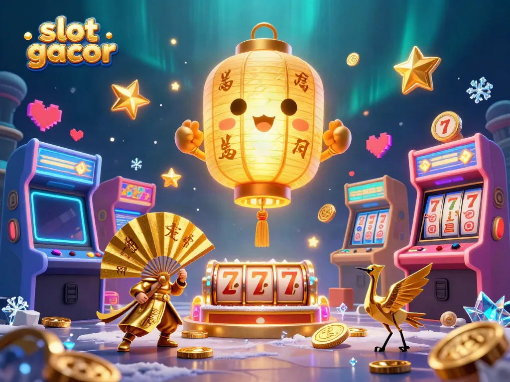 Experience the thrill of slot gacor with vibrant games, glowing symbols, and lucky characters in a mystical casino setting.
