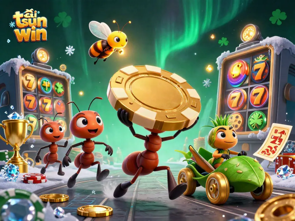 Experience the action of tải sun win with ants executing a casino heist in a vibrant 3D scene.