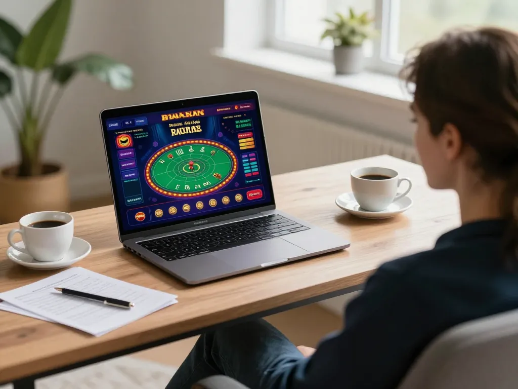 Engaging with online casino gaming strategies from a cozy workspace, enhancing the critical link to responsible gambling