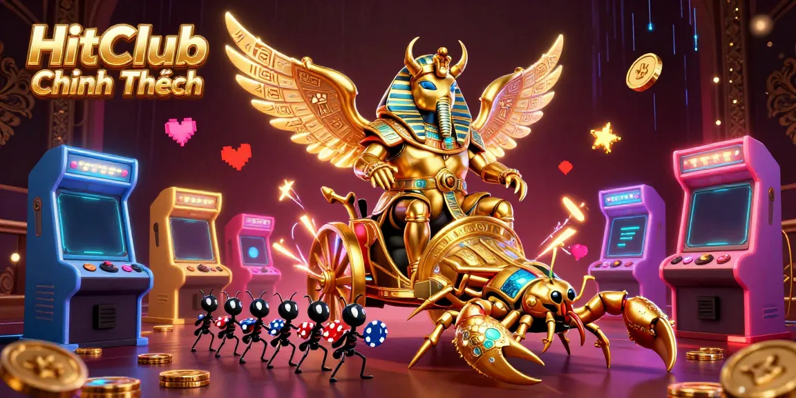 Experience the excitement of HitClub Chính Thức with vibrant 3D casino elements.