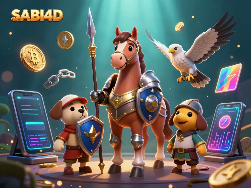 Pemain kasino menikmati pengalaman bermain SABI4D dengan tema kesatria dan elemen crypto di latar belakang.
