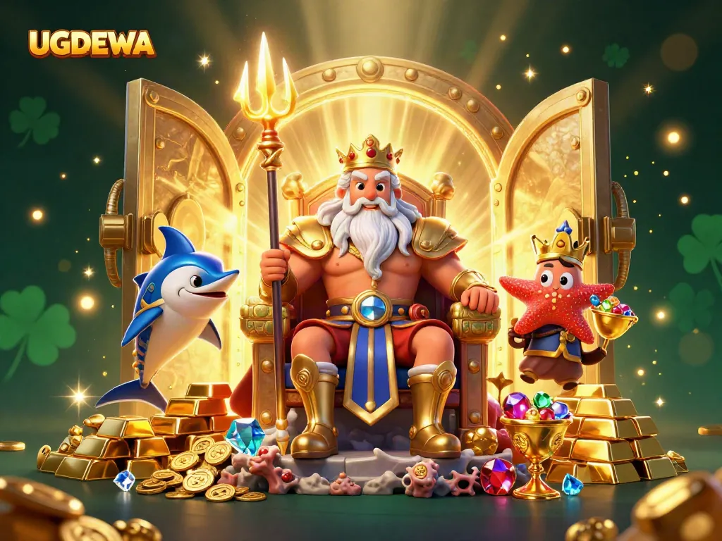 Experience the thrill of UGDEWA with Neptune and treasure in an immersive 3D casino world.