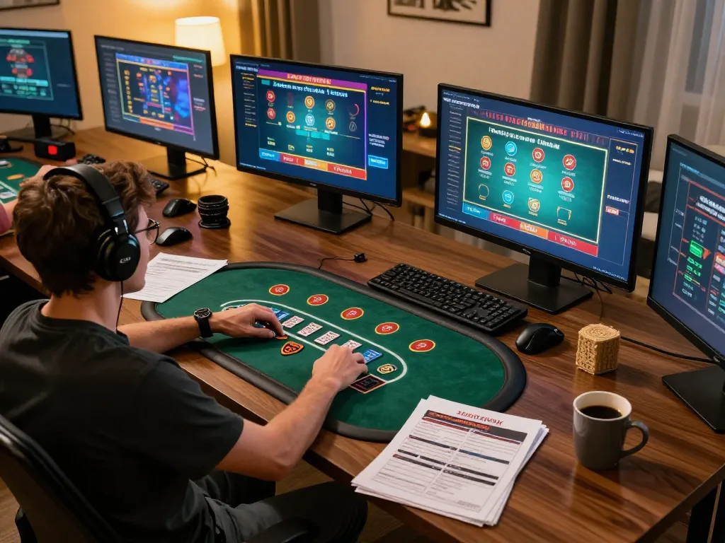 Player utilizing strategy for blackjack at 98win vin online casino setup, showcasing safe gaming practices.