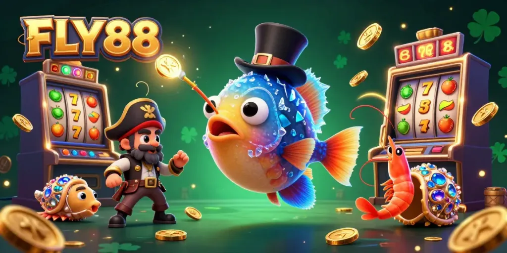 Experience FLY88’s captivating jackpots with the anglerfish, shrimp, and snail in a treasures-filled ocean.
