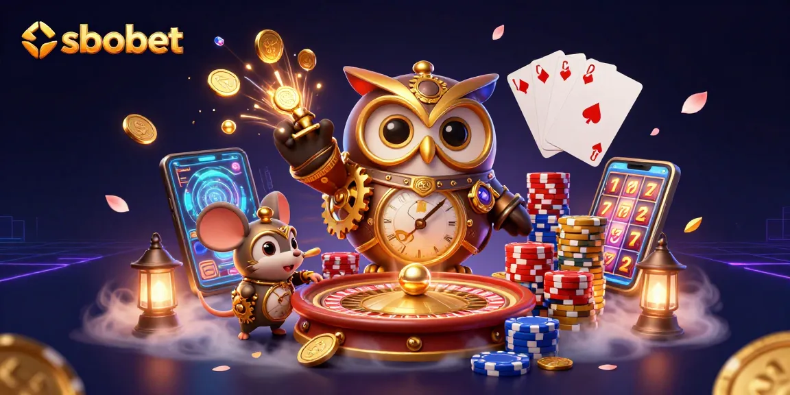 Experience thrilling sbobet action in a vibrant casino scene with lucky sevens and sparkling gems.