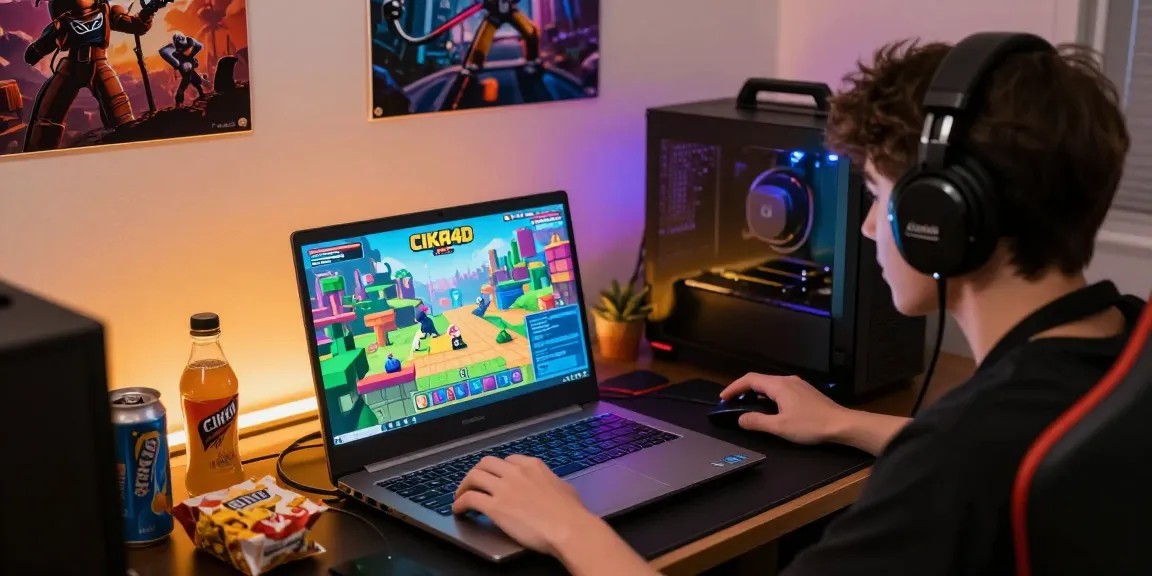 Engaged gamer enjoying CIKA4D platform games in a vibrant setup.