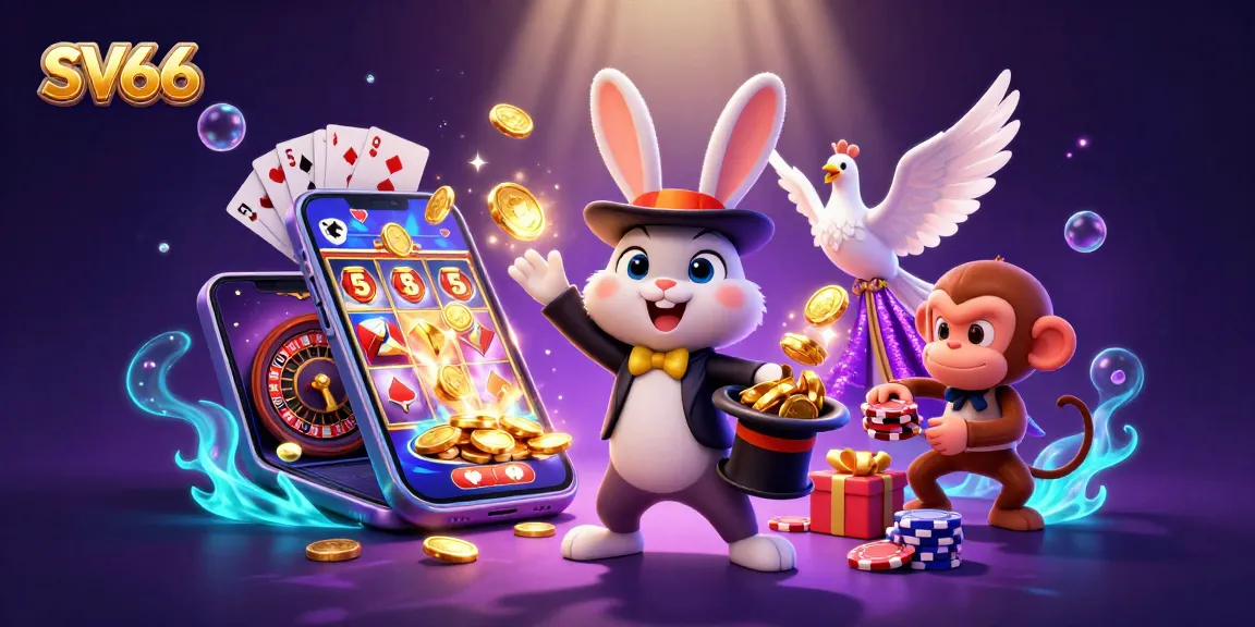 Experience thrilling wins at SV66 with magical gaming elements and vibrant details in this illustration.