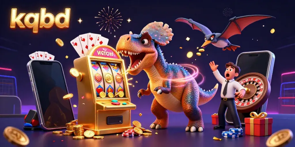 The kqbd pachycephalosaurus celebrating jackpot winnings at a dynamic casino scene.