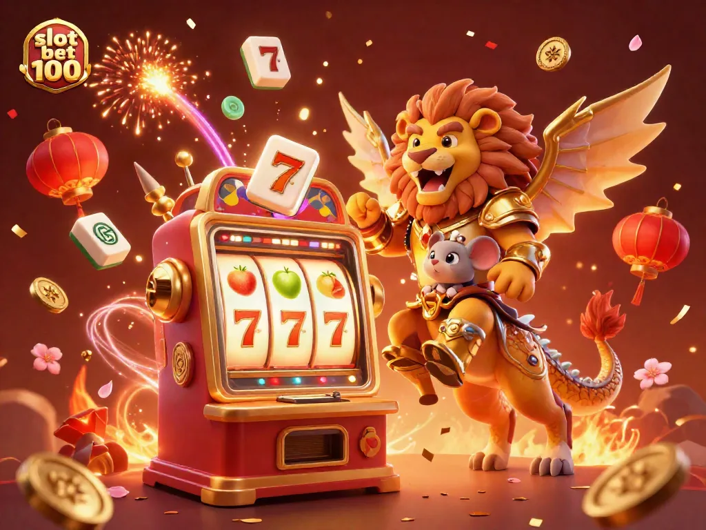 Menangkan slot bet 100 dalam gambaran petualangan kasino yang semarak dengan simbol keberuntungan.