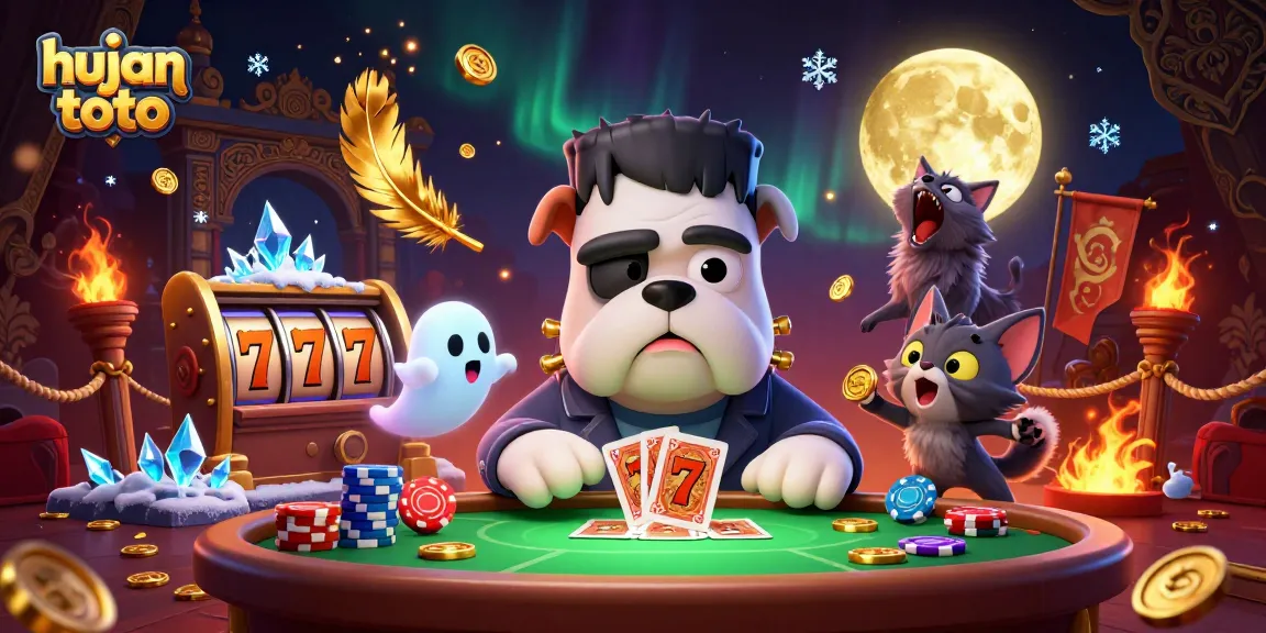 Engage with hujan toto in a thrilling casino scene with dynamic characters and vibrant gaming elements.