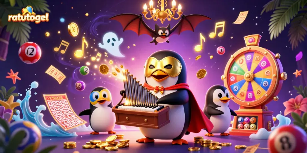 Ratutogel menghadirkan permainan lotere seru dengan penguin misterius dan koin emas yang berjatuhan.