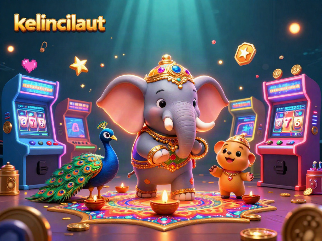 Experience kelincilaut in this vibrant 3D illustration blending casino and festive elements.