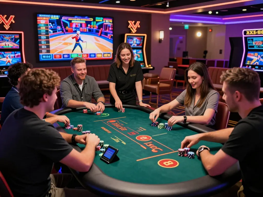 Players enjoying exciting live dealer games at XX88 online casino with vibrant atmosphere.