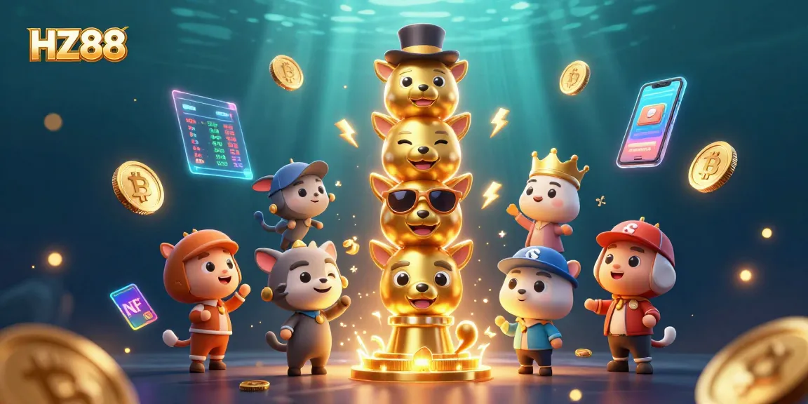 Experience the excitement of HZ88 with dynamic casino elements and vibrant characters in a captivating 3D scene.