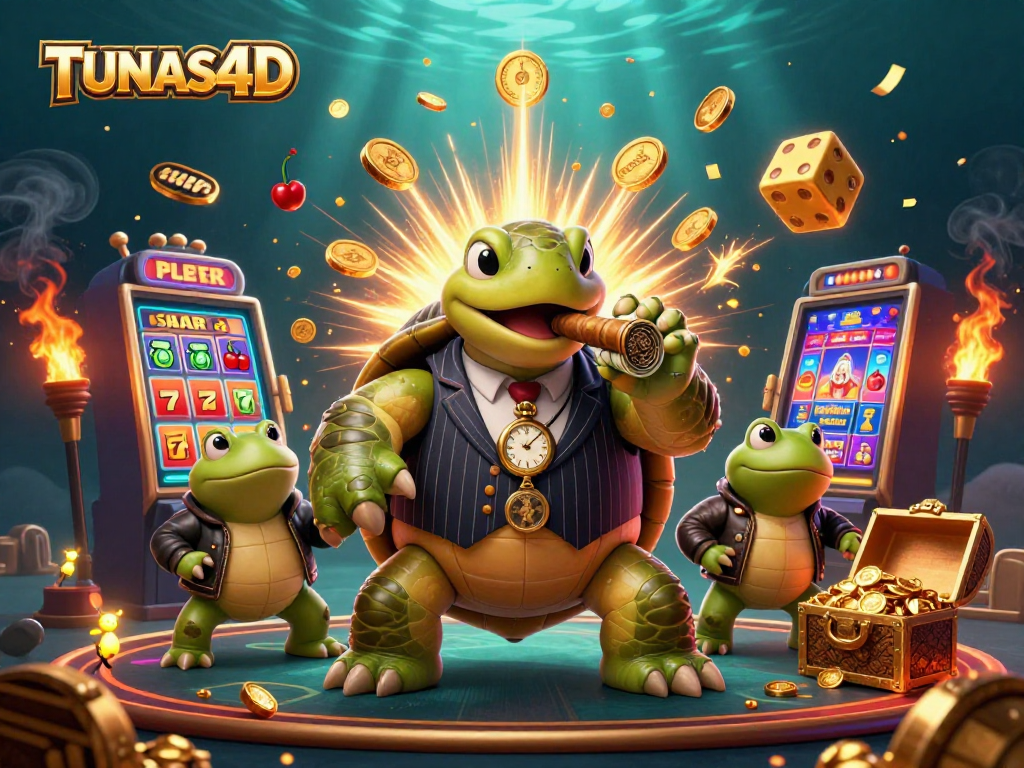 Experience thrilling wins at TUNAS4D with a dynamic casino scene featuring slots and rich visuals.