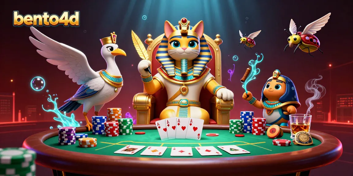 Experience exciting poker action with bento4d surrounded by colorful chips and dynamic characters.