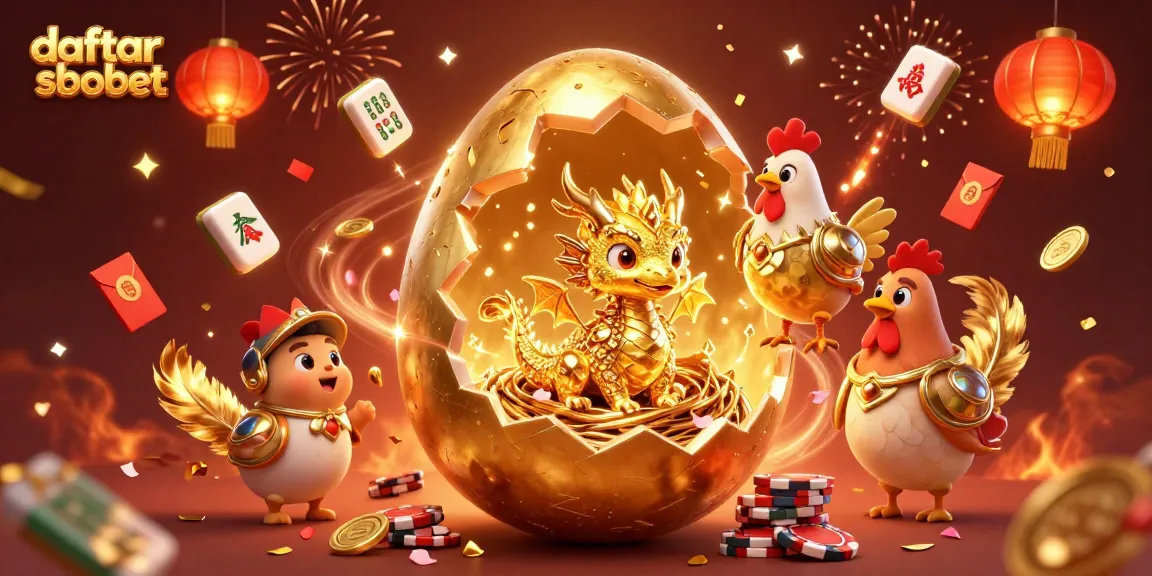 Bet on daftar sbobet with a captivating 3D illustration full of gold coins and festive elements.