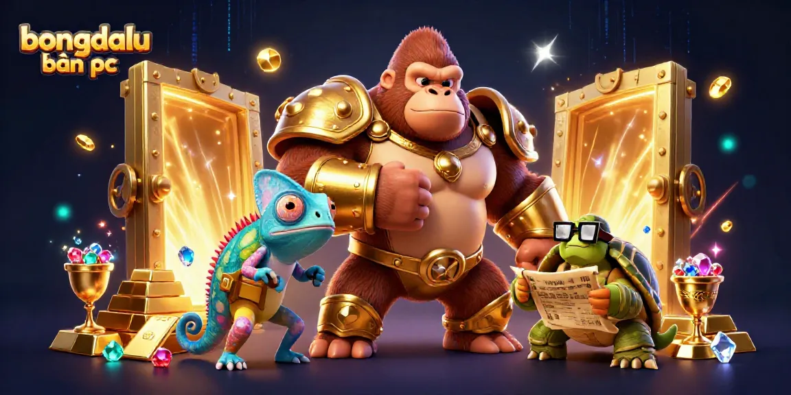 Engage with the vibrant gambling world of bongdalu bản pc in an ultra-detailed 3D scene featuring a powerful gorilla king.