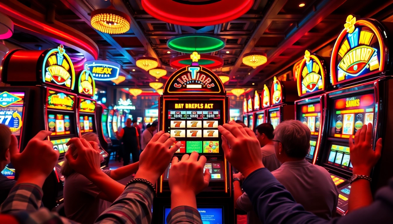 Pemain bersenang-senang di situs slot gacor, menikmati suasana kasino yang hidup.