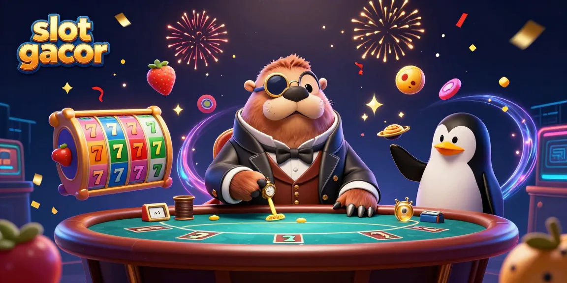 Slot gacor dengan karakter lucu dan elemen judi yang dinamis, menarik perhatian pemain.