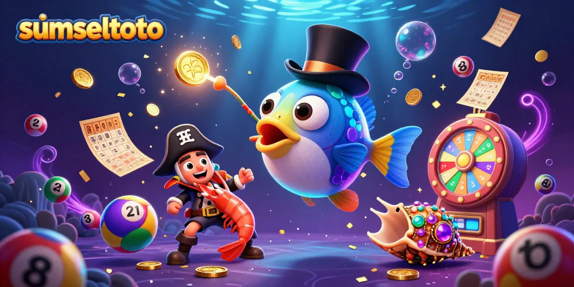 Engage with sumseltoto as the anglerfish attracts golden coins in a vibrant underwater casino scene.