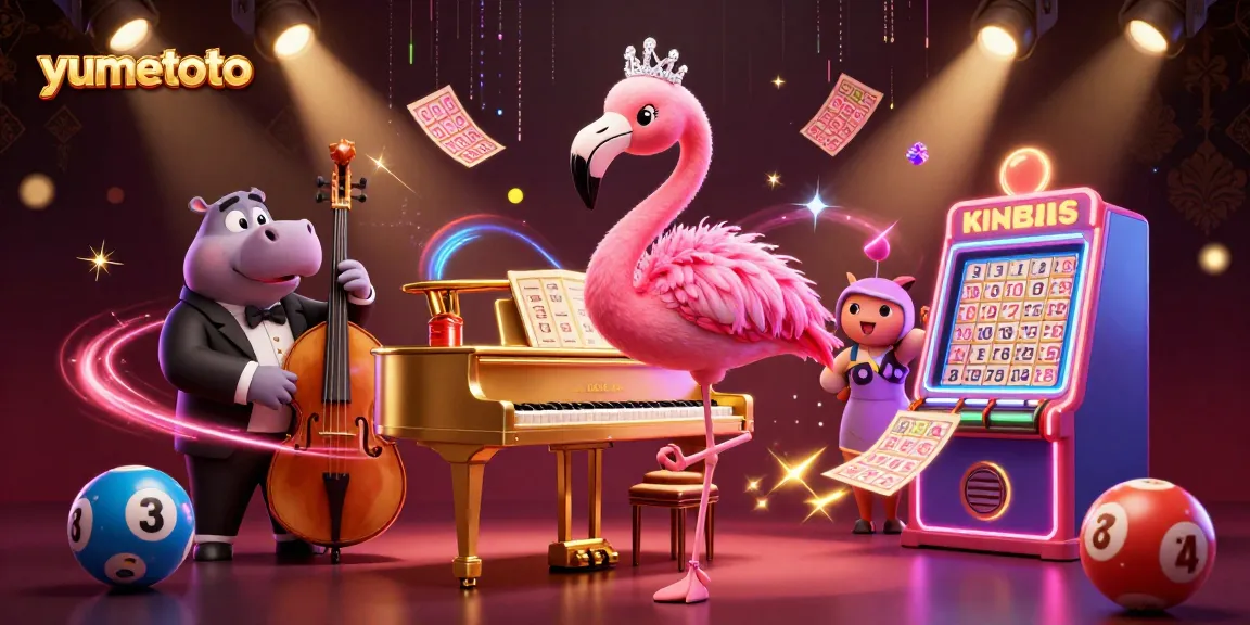 Experience the excitement of yumetoto with lively lottery and bingo elements in this vibrant digital scene.