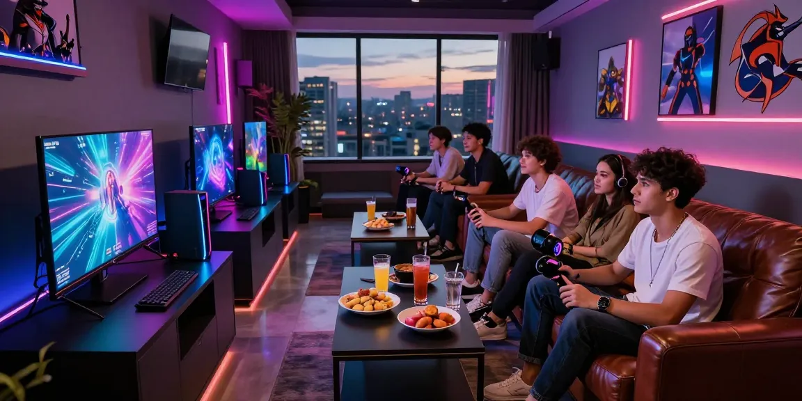 Geng bermain di lounge mewah dengan game LUXURY12 Link Alternatif menunjukkan suasana sosial yang energik.