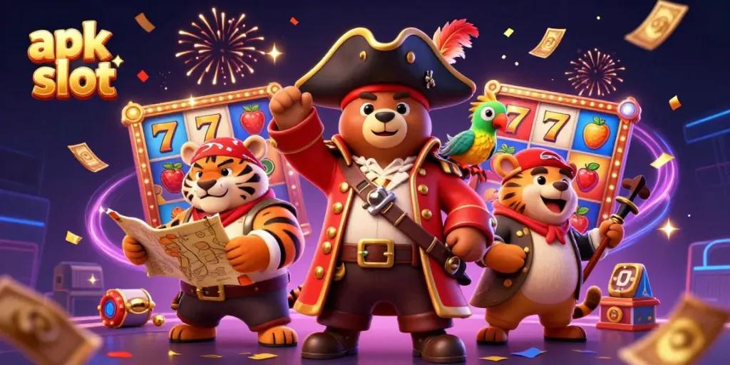 Kalahkan jackpot dengan apk slot yang menampilkan gulungan slot dan simbol keberuntungan.