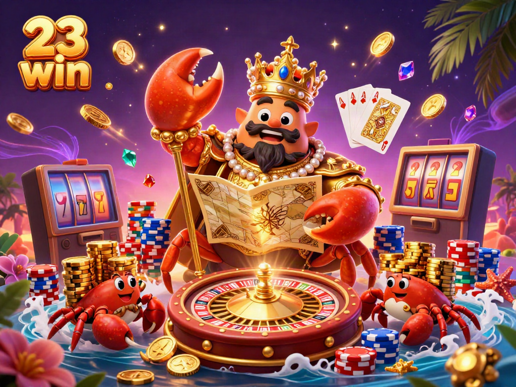 Experience thrilling casino action with 23 win as golden crab emperor leads the game with treasure!