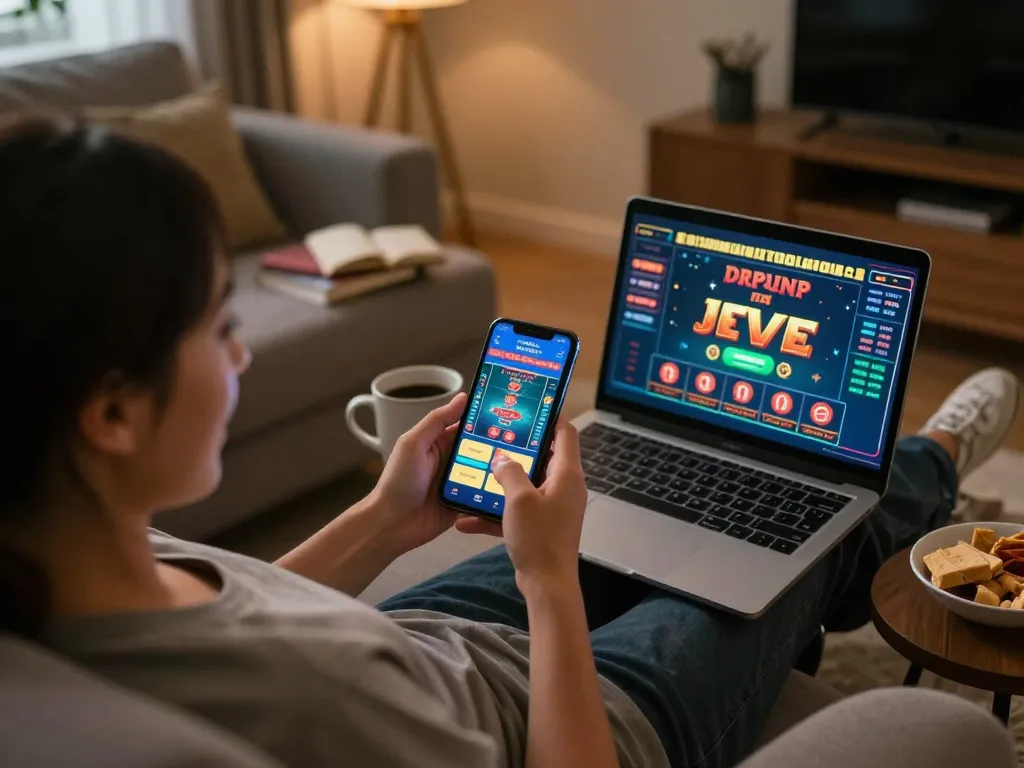 Engaging with online casino as user logs in to Đăng nhập Luckywin on their laptop, enjoying home entertainment