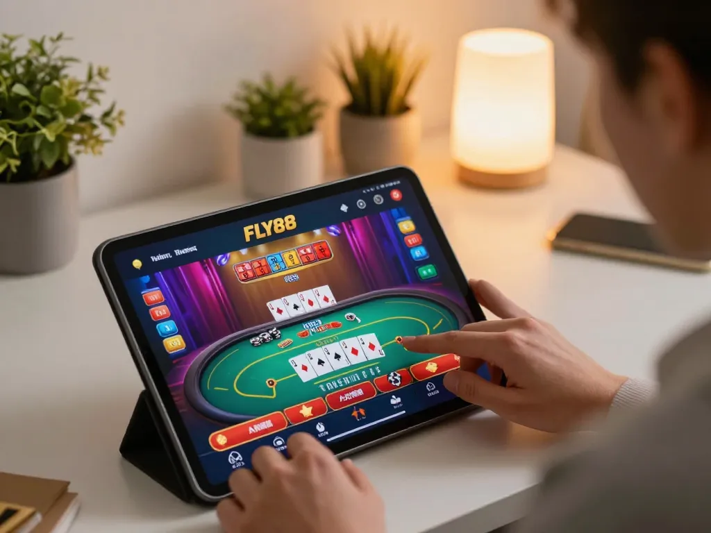 Engaging with the FLY88 app on a tablet for online gaming strategies